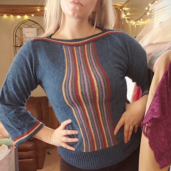 Vintage Sweaters - Sold70s Preppy Vintage Sweater Bateau Neckline